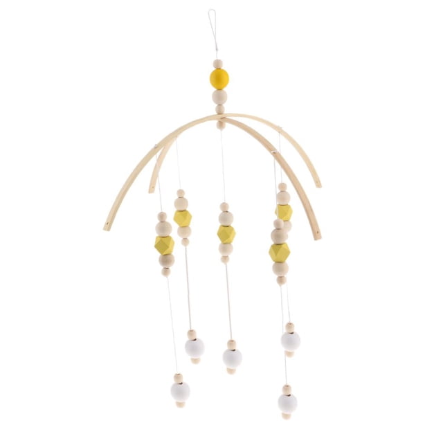 tejado De Móvil Cuna Móvil Para Niño Y Niñas Bebé Cama Decoración De Habitación Amarillo CUTICAT Campanas de viento de madera