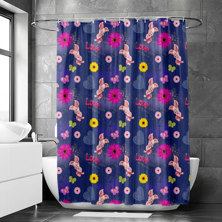 Shower Curtain L-180*180cm Winnie the Pooh Bathroom Decor Winnie the Pooh  Aesthetic Modern Fabric Waterproof Shower Curtain Set with Hook
