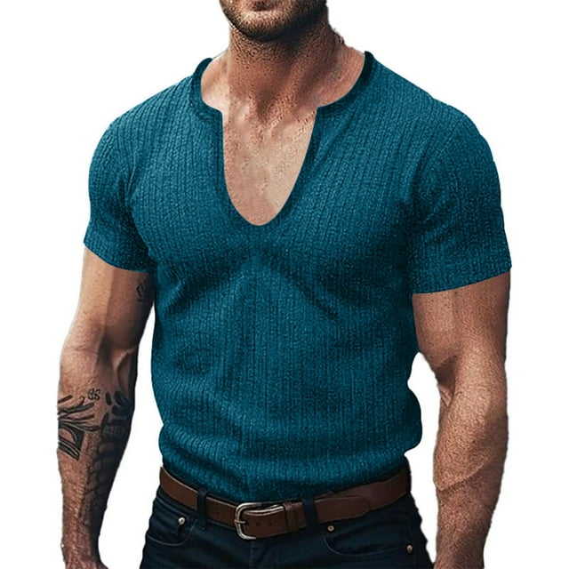pstuiky Camisas de vestir de manga corta para hombre, Camisa formal con estampado de color para hombre, blusa de manga larga con cuello vuelto, blusa de manga corta con cuello vuelto xxxl