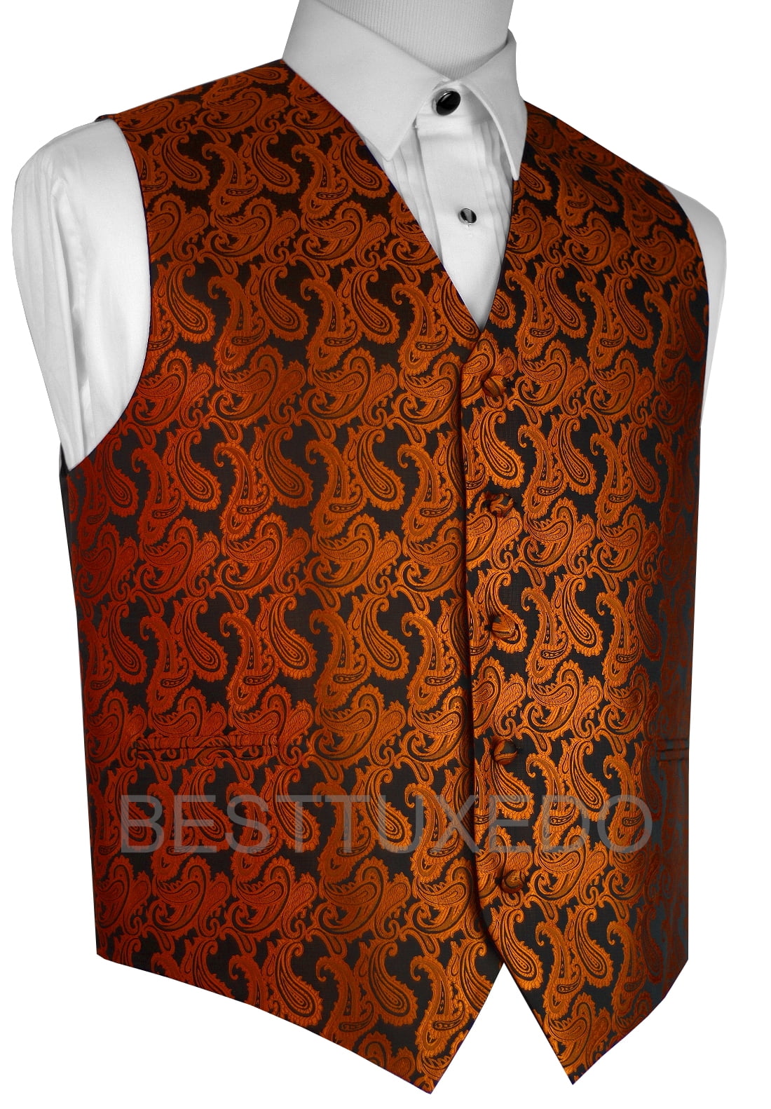 New Men's Formal Vest Tuxedo Waistcoat orange_Bowtie wedding prom party