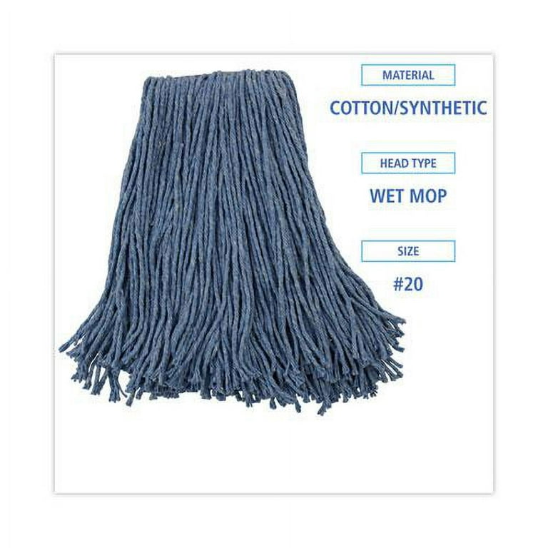 Mop Head, Standard Head, Cotton/Synthetic Fiber, Cut-End, #20, Blue, 12/Carton Mop Head, Standard Head, Cotton/Synthetic Fiber, Cut-End, #20, Blue, 12/Carton
