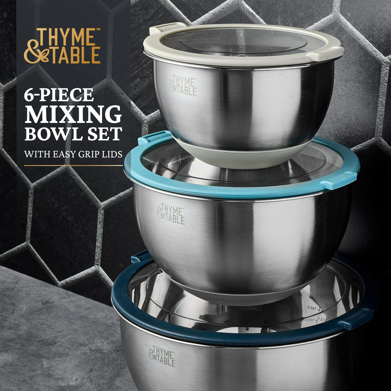 Thyme & Table 6-Piece Nesting Mixing Bowl Set with Lids photo 4