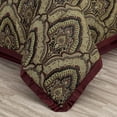 thumbnail image 5 of Chezmoi Collection Pierre Comforter Set Queen Size, 7-Piece Burgundy Black Gold Medallion Paisley Jacquard Bedding Set, 5 of 9