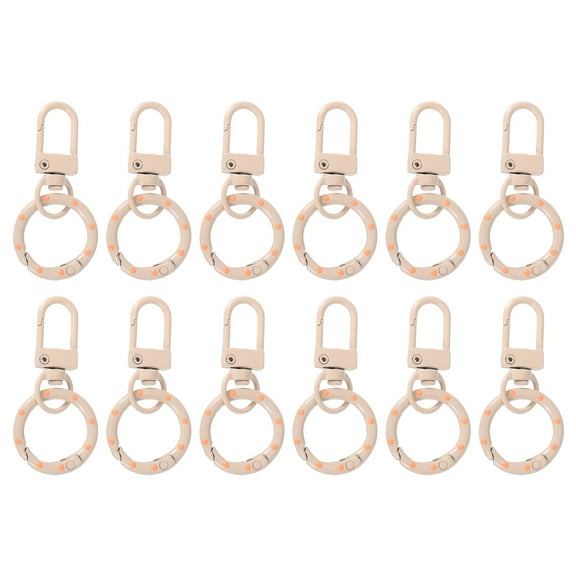 Uxcell 12 Pcs Lobster Claw Clasp, Colorful Metal Keychain Clasp Swivel Hooks with Spring Key Rings Trigger Clips for Bag Door Key Chains DIY Craft Jewelry Making, Dots Light Brown