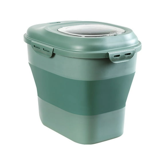 OAVQHLG3B Cereal Rice Food Storage Containers, Collapsible Dispenser Bin With Rolling Wheel Airtight Locking Lid, Dog Pet Cat Flour Plastic Leakproof Kitchen Pantry Hold