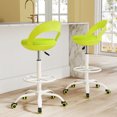 thumbnail image 2 of Gymax 2 Pcs Tabouret de Dessin Roulant Chaise de Bureau Haute avec Roues Dossier Bas Repose-Pieds Vert, 2 of 10