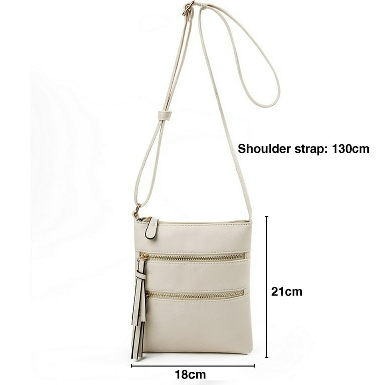 Small Crossbody Purses for Women Multi Pocket Travel Bag Over The Shoulder  with Extra Long Strap - Beige