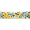 thumbnail image 2 of Pommes Jaunes Fleurs Bleues Roses Papier Peint Blanc Bord Design Rétro, Rouleau 15' x 6,25'', 2 of 3