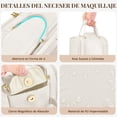 thumbnail image 4 of Bolsa de Maquillaje Cosmetiquera de Piel Impermeable, 3 Pcs Bolsa de Cosméticos de Viaje de Gran Capacidad, Portátil Neceser Viaje Bolsa de Aseo Versátil con 2 Mini Bolsas de Maquillaje, 4 of 4