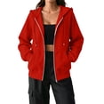 thumbnail image 2 of Women's Zip Up Hoodies Oversized Fleece Long Sleeve Sweatshirts Casual Fall Jacket Coat with Pocket, 2 of 6