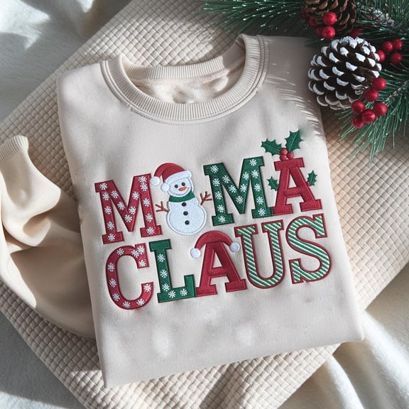 Mom Christmas Embroidered Sweatshirt, Christmas Mom Shirt, Christmas Mama Shirt, Mama Claus Shirt, Holiday Mom Shirt, Christmas Mom