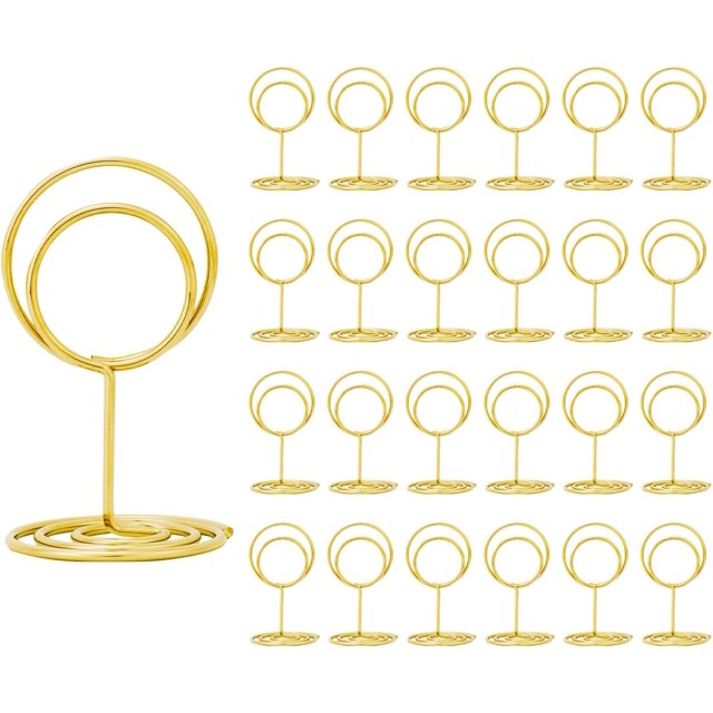 Table Number Place Card Holder - with Table Numbers Holders x Double Sided Gold Printed Design Photo Picture Holders for Centerpieces Wedding Party Birthday (Gold)