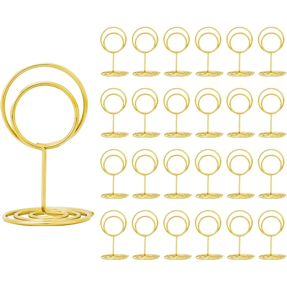 Table Number Place Card Holder - with Table Numbers Holders x Double Sided Gold Printed Design Photo Picture Holders for Centerpieces Wedding Party Birthday (Gold)