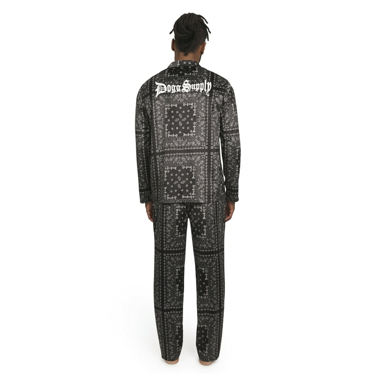 Dogg Supply by Snoop Dogg Men s 2 Piece Long Sleeve Microfleece Button Front Top and Pants Pajama Set Walmart
