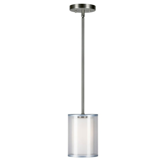 Shaw  1-Light Brushed Nickel Pendant with Satin Opal Glass - Brushed Nickel