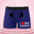 thumbnail image 4 of KHONTS Personalized Men's Funny Face Boxer Your Photo on Custom Underwear for Men I Love My Husband Dark Blue L, 4 of 6