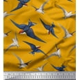 thumbnail image 1 of Soimoi Gold Cotton Cambric Fabric Flying Woodpecker Bird Printed Craft Fabric by the Yard 56 Inch Wide, 1 of 1