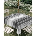 thumbnail image 3 of Square Outdoor Tablecloth with Umbrella Hole Gray Vertical Stripes Outside Table Cloth Waterproof Patio Table Cover Retro Simple Neutral Abstract Lines Zipper Tablecloths for Picnic 60x60 Inch, 3 of 8