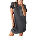 thumbnail image 4 of Chiclily Women's Summer Short Sleeve Dresses Crewneck Ribbed Mini Tshirt Dress, Dark Gray XL, 4 of 6