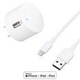 thumbnail image 1 of onn. 2.4 Amp USB Wall Charging Kit with 3 FT. Lightning to USB-C Cable, 1 of 4