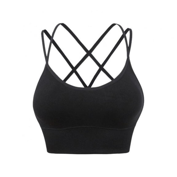 Xmarks Sports Bras for Women Criss-Cross Back with Removable Cups Low Impact Workout Fitness Yoga Cropped Tank Tops Black 38/85CD,40/90AB,42/95AB