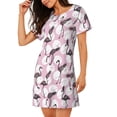 thumbnail image 2 of Daiia Pineapple Flamingo Print Women's Nightshirt Soft Nightgowns for Women Short Sleeve dress Short-sleeved Sleepwear, 2 of 6
