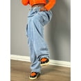 thumbnail image 2 of Wide-Leg Loose Jeans for Women Cargo Elastic Drawstring Workwear Long Pants Fit Comfortable Casual Pockets, 2 of 5