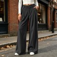 thumbnail image 2 of Women Corduroy Wide Leg Pants High Waist Button Zipper Pleated Trousers Loose Casual Palazzo Pants with Pockets, 2 of 9