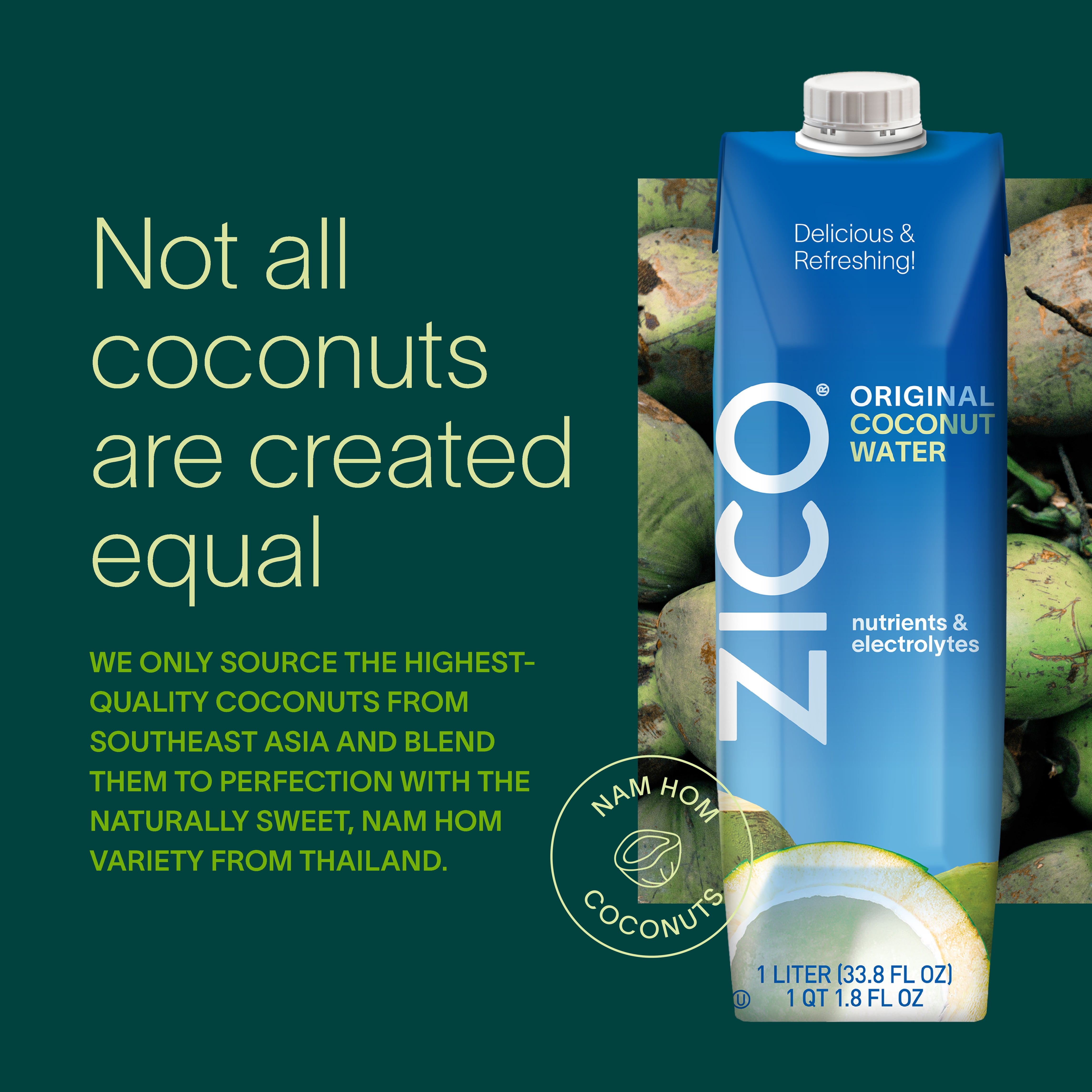 Zico Coconut Water 1 Liter Hydrating Electrolytes Refreshing