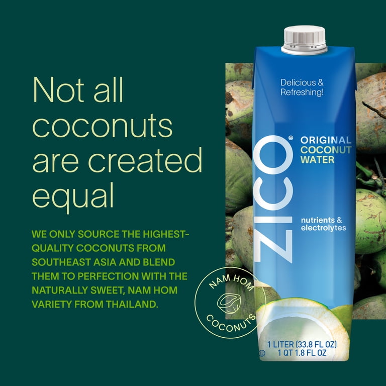 2 pack) ZICO Original Coconut Water, 1 Liter Liquid - Walmart.com