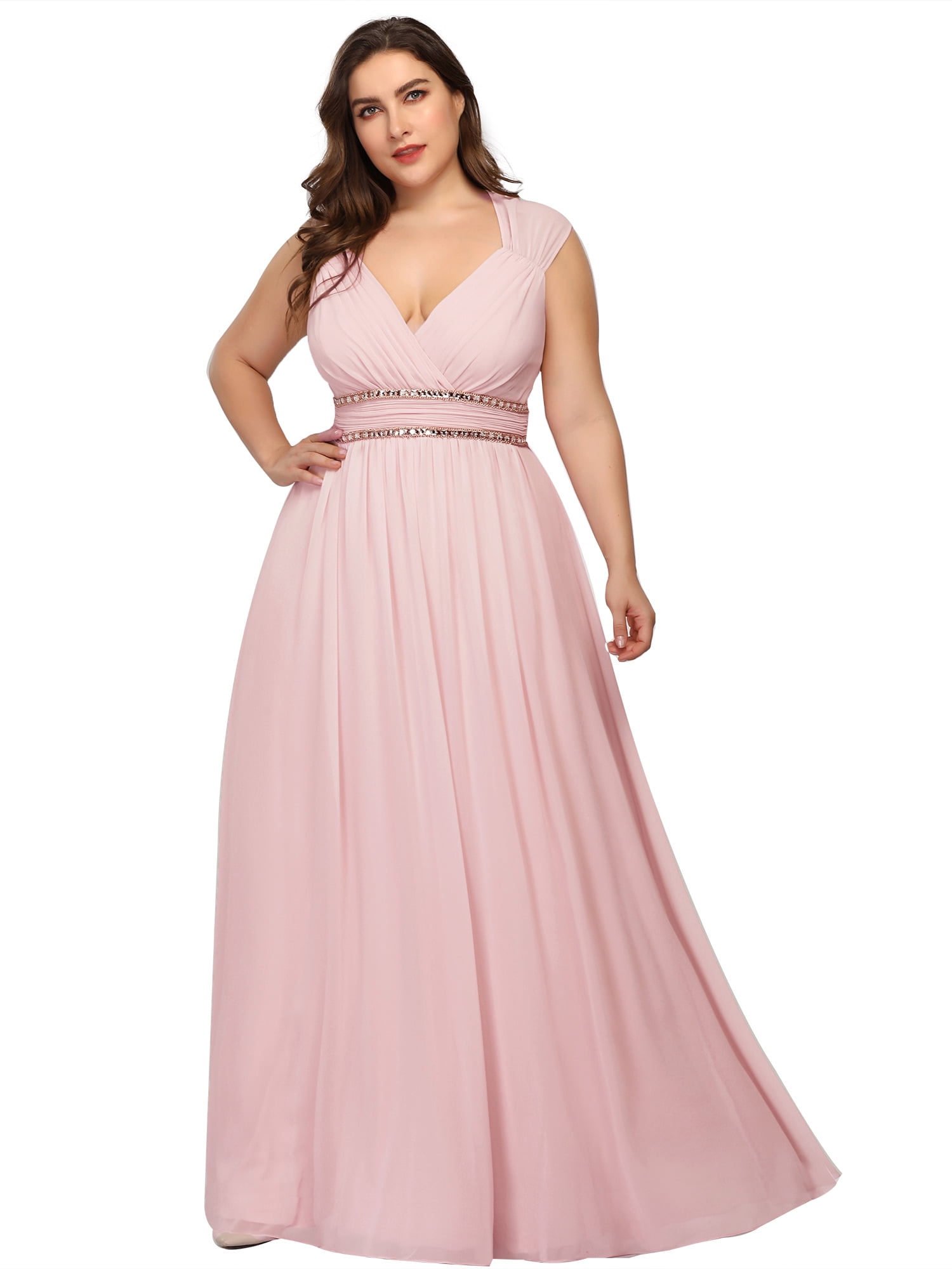 Plus Size 24W Women Sleeveless V-Back Chiffon Ball Gown Evening Prom Party Dress 