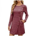 thumbnail image 4 of hotojiny Women's Knit Sweater Dress Elegant Long Sleeve Casual Dress with Pockets Trendy Button Crewneck Dress, 4 of 6