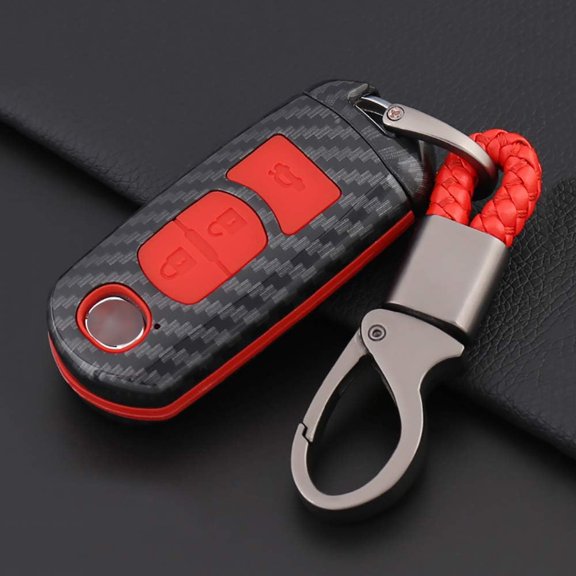 Carbon Fiber Texture Smart Key Fob Cover Case Full Protector Key Jacket Holder Keychain Keyring Fit for Mazda 3 Axela CX-5 CX-4 Atenza