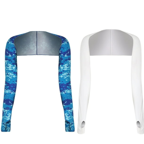 Paquete de 2 boleros con protección UV para mujer, bufandas protectoras del sol, calentadores de brazos, bufandas refrescantes de seda helada, calentadores de brazos con orificios para los