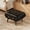 Retro Black, variant on Faux Leather Footstool with Padded Tufted Seat, 18 in Small Ottoman for Entryway