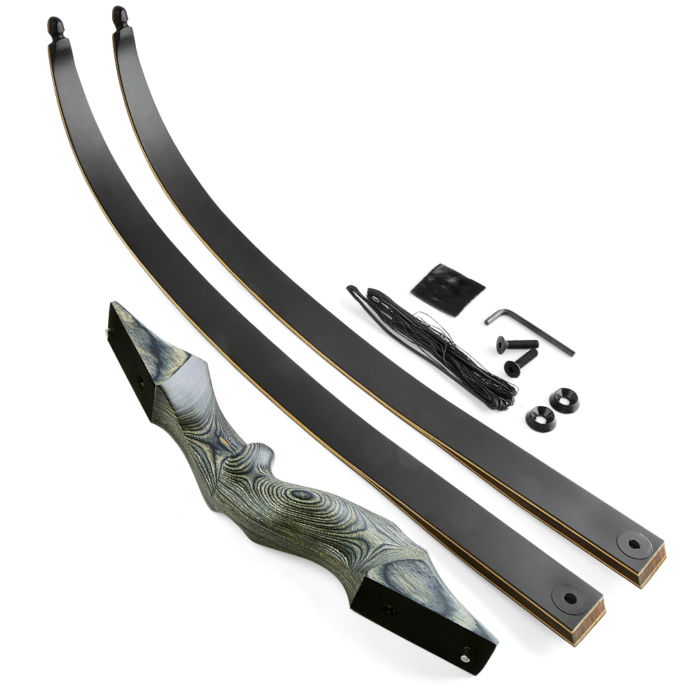 BLACK HUNTER 60" Wooden Takedown Recurve Bow for Archery Hunting, RH, 25-60 lbs at 28" Draw Length
