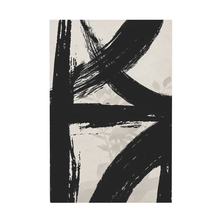 Black and White Abstract Brush Stroke Geometric Canvas Wall Art for Office Decor 12*18in