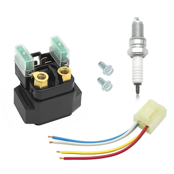 M MATI Starter Solenoid Relay & Plug & Spark for Yamaha Bear Tracker Bruin 250 Wolverine Kodiak Bruin 350 400 450