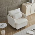 thumbnail image 3 of Modern Accent Chair, Comfy Sherpa Upholstered Armchair with Solid Wood Frame & Metal Legs, Single Reading Sofa Chair for Living Room Bedroom Waiting Room Office, White, 3 of 8