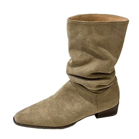 

Elegant Suede Slouch Winter Shoes Ladies Fahion Dress Tall Boots Suede Stiletto Long Booties Cowboy Boots for Women Pull On High Heel Riding Boots for Women 2024 Fall Winter Fashion