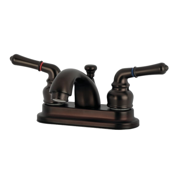 Kingston Brass KB2605NML Double-Handle 3-Hole Deck Mount 4-Inch Centerset Bathroom Faucet with Pop-Up Drain in Oil Rubbed Bronze