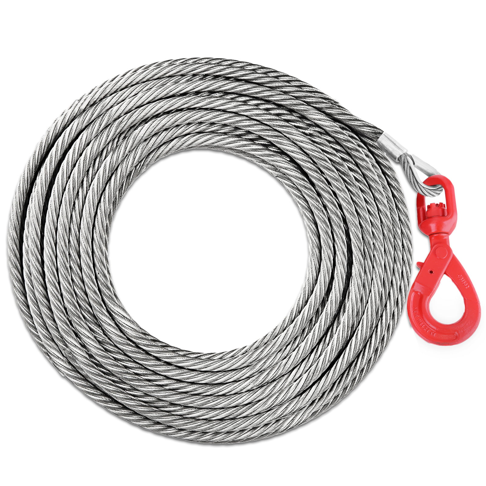 for Truck Towing Lifting Pulling VEVOR Winch Cable 4400 lbs Capacity 3/8 Inch Steel Core Winch Cable with Hook Steel Cable Wire Rope with Self-Locking Swivel Hook Winch Wire Cable 50 Ft Length 
