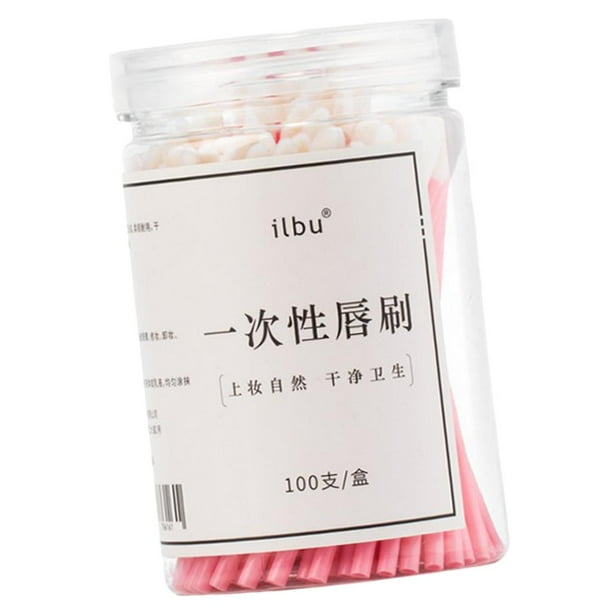 Paquete de 100 pinceles desechables para labios, aplicadores de brillo labial y kits de herramientas de maquillaje. Rosado