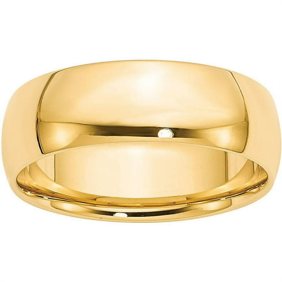 Primal Gold 14 Karat Yellow Gold 7mm Lightweight Comfort Fit Band Size 4.5