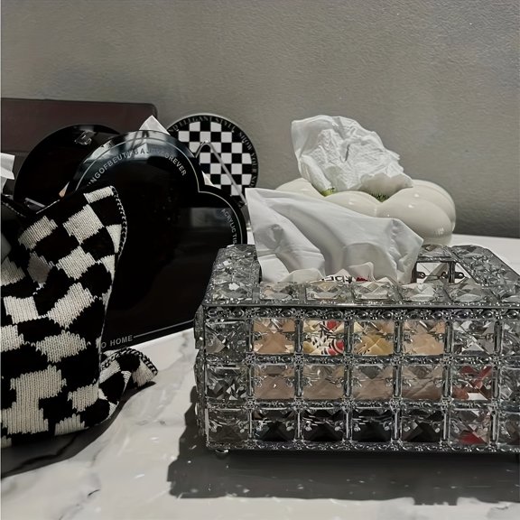 GYTY Sumnacon Rectangular Crystal Tissue Box Cover, Decorative Toliet Paper Box, Crystal Napkin Holder, Facial Tissue Holder For Bathroom/Dresser/Night Stand/Desk/Table