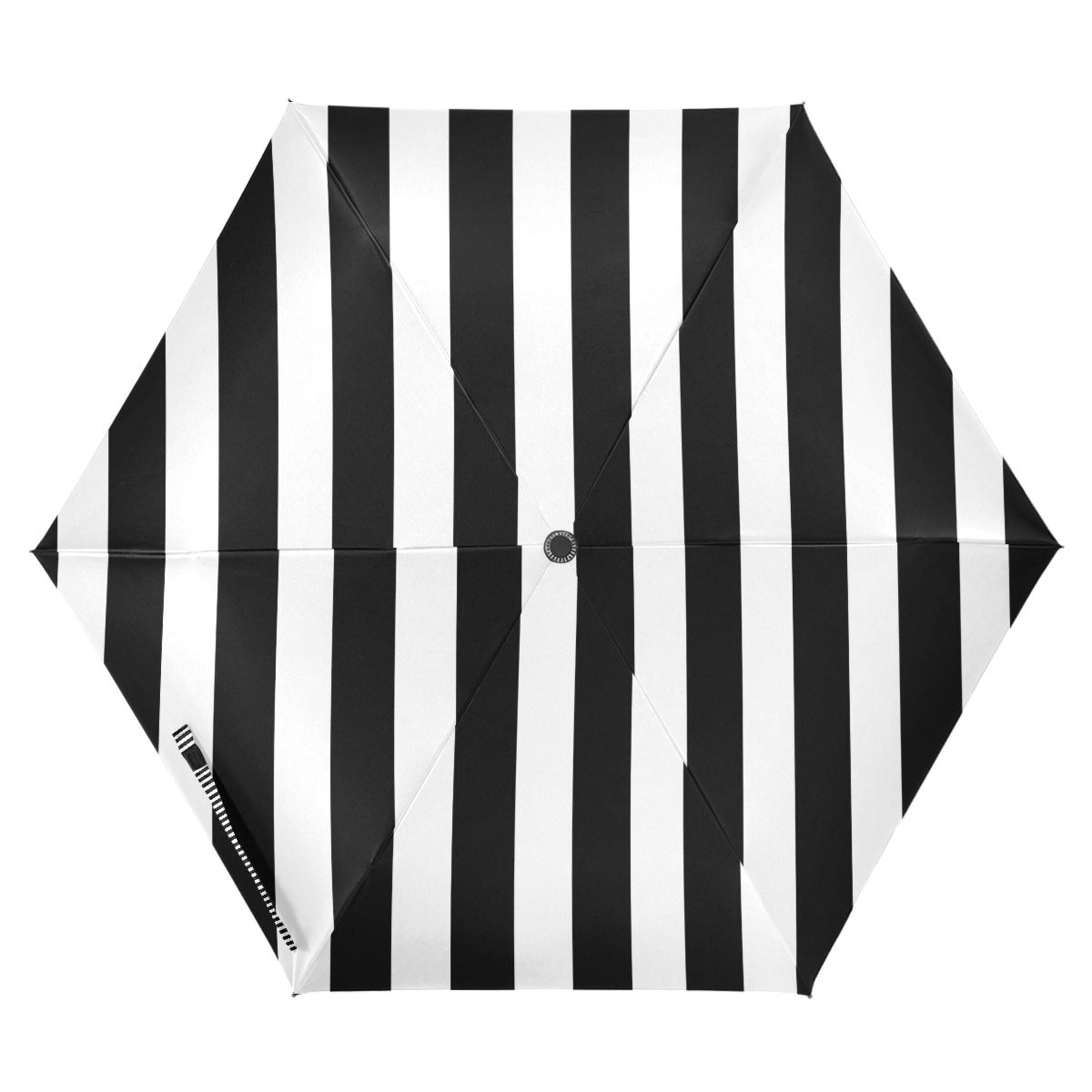 Compact Sun Umbrella Windproof Travel Umbrellas for Rain Strong Portable UV Protection Black and White Striped