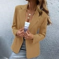 thumbnail image 4 of Ogiraw Womens Tops Coats for Women Women's Blazers & Suit Jackets Autumn and Winter Women's Casual Long Sleeved Solid Color One Button Suit Jacket Khaki, 4 of 4