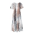 thumbnail image 5 of Offre à Durée Limitée Iumwxz Robe à Manches Courtes Col Rond pour Femmes Tunique Décontractée Ample Robe Longue Plissée Robe à Rayures Robes Confortables pour Vacances, 5 of 5