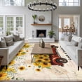 thumbnail image 3 of 8x10 Area Rugs for Living Room, Sunflower Truck Non Slip Area Rugs for Kitchen Bedroom Entryway, Yellow Floral Summer Botanical Elegant Pastoral Washable Carpet Runner Rug Floor Mats for Bedroom, 3 of 8