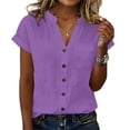 thumbnail image 2 of Women's Short Sleeve Blouse with Pockets and Turndown Collar, 2 of 6